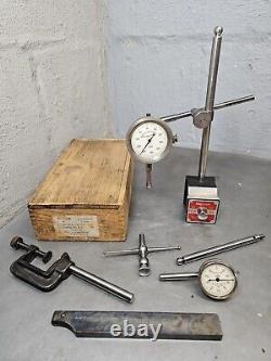 Starrett No. 657AA magnetic base with a 196 dial indicator set + R & S 1 USA