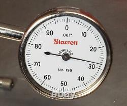 Starrett No. 657C 657A magnetic base with No. 196 dial indicator USA MINT