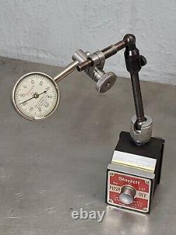 Starrett No. 657C magnetic base with No. 196 dial indicator with wooden case 657A