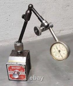 Starrett No. 657C magnetic base with Starrett No. 196 dial indicator 657A