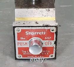 Starrett No. 657C magnetic base with Starrett No. 196 dial indicator 657A