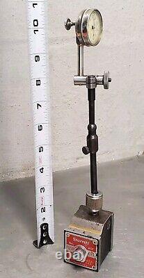 Starrett No. 657C magnetic base with Starrett No. 196 dial indicator 657A