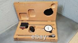 Starrett No. 657D magnetic base with No. 25-131 dial indicator with wooden case