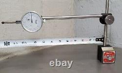 Starrett No. 657D magnetic base with a Central 1 dial indicator