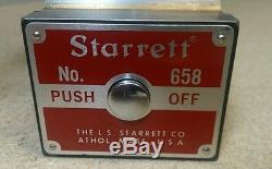 Starrett No. 658 HEAVY DUTY magnetic base with No. 25-441 dial indicator 659