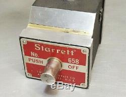 Starrett No. 658 HEAVY DUTY magnetic base with Starrett dial indicator No. 25-141