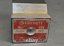 Starrett No. 658 heavy-duty magnetic base with Starrett No. 25-131 dial indicator