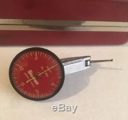 Starrett No. 709A dial indicator With Accessories. Red Face