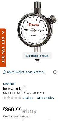 Starrett No. 81-111 Dial Indicator. 0001 X. 025 Range Small Dial Face