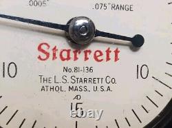 Starrett No. 81-136 dial indicator with No. 676-1 magnetic back Made in U. S. A