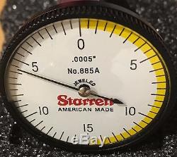 Starrett No. 885a Series Top Mount Dial Test Indicator. 0005 Grads 0-15-0
