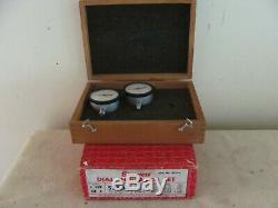 Starrett No. S253J three piece dial indicator set with case Missing one Gauge