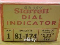 Starrett Tools. 00025 Dial Indicator 81-124 New