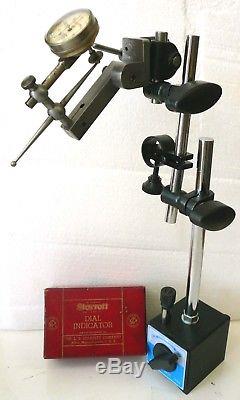 Starrett USA 196 Universal Back Plunger Dial Indicator + Attachments + Mag Base