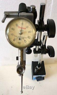 Starrett USA 196 Universal Back Plunger Dial Indicator + Attachments + Mag Base