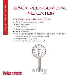 Starrett Universal Back Plunger Dial Indicator 0-100 Reading 196B1