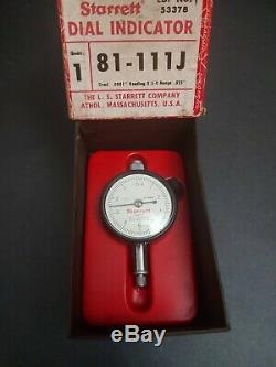 USA Made Starrett 81-111 Jewled Dial Indicator. 0001.025 Range Machinist Tool