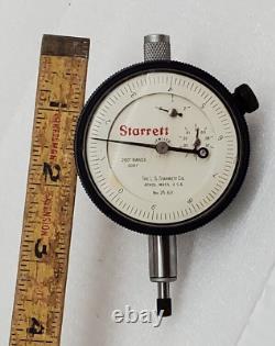VTG Starrett 25-611 Dial Indicator 0 to 0.200 Jewel Bearings Made in USA Works