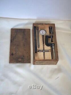 Vintage L. S. STARRETT No. 196A Dial Test Indicator Set In Wooden Case