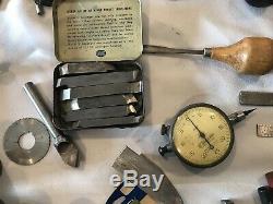 Vintage Machinist Lot Starrett Radius Gauges Dial Indicator Tools Vise Files Pin