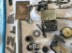 Vintage Machinist Lot Starrett Radius Gauges Dial Indicator Tools Vise Files Pin