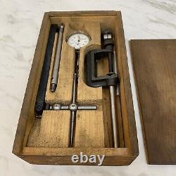 Vintage Starrett 196 Dial Test Indicator Set Original Wood Case Machinist Tools