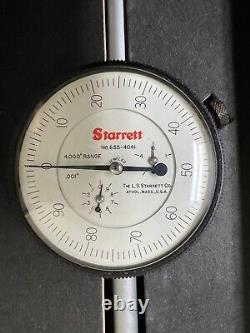 Vintage Starrett 655-4041 Dial Indicator, 0-4.000 Range, 0.001 Graduation