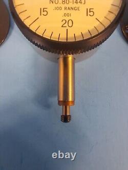 Vintage Starrett 80-144J. 001 Miniature Dial Indicator w 3 Backs Made in USA