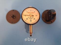 Vintage Starrett 80-144J. 001 Miniature Dial Indicator w 3 Backs Made in USA