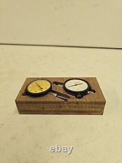 Vintage Starrett Dial Indicator Pair In Wood Case 25-241 & 25-441