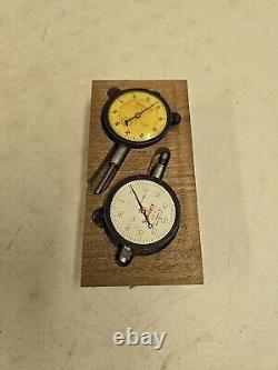 Vintage Starrett Dial Indicator Pair In Wood Case 25-241 & 25-441