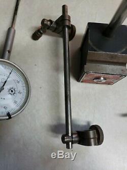 Vintage Starrett Magnetic Base Post Assembly with Dial Test Indicator all Gauges