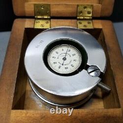 Vintage Starrett No. 192 Polished Chrome Vibrometer & Dial Indicator Wood Case