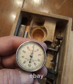Vintage Starrett No. 196 Dial Indicator Kit With Wood Case