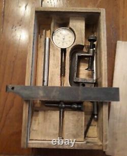 Vintage Starrett No. 196 Dial Indicator Kit With Wood Case