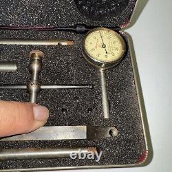 Vintage Starrett No. 196 Dial Indicator Set in Case, 0.001 Jeweled