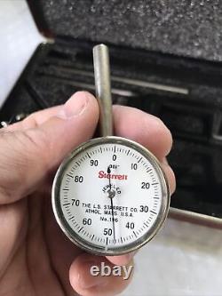 Vintage Starrett No. 196 Dial Test Indicator Kit, Red Hard Case