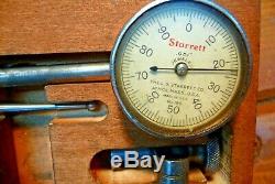 Vintage Starrett No. 196 Dial Test Indicator Set with Wood Case, Machinist Tool