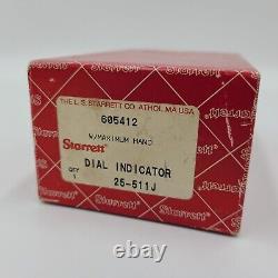 Vintage Starrett No. 25-511J Dial Indicator 0 to 0.200 in, 0.001 with Box