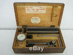 Vintage Starrett No. 665 Dial Test Indicator withNo. 25-B Dial Indicator & Wood Case