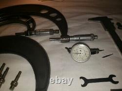 Vintage lot of machinist tools, starrett calipers micrometer, dial indicator